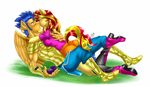  anthro anthrofied armor blonde_hair blue_hair blush boots clothing duo equestria_girls equine eyes_closed female flash_sentry_(eg) gold hair heels horn hug kissing lying m_little_pony male mammal my_little_pony on_back pegasus pia-sama red_hair ring straight sunset_shimmer_(eg) tears two_tone_hair unicorn wedding_ring wings 