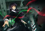  asagami_fujino chromatic_aberration from_below hime_cut kara_no_kyoukai long_hair masin0201 open_mouth purple_hair red_eyes school_uniform solo 