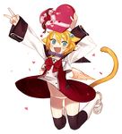  :d animal_ears black_legwear blush boots bow bowtie box cat_ears cat_tail choker copyright_request dress full_body gwayo heart heart-shaped_box jumping knee_boots long_sleeves open_mouth panties red_bow red_neckwear smile solo tail thighhighs transparent_background underwear v white_dress white_panties wind wind_lift 