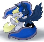  absurd_res ambris blonde_hair blue_fur blue_hair blush cutie_mark derpy_hooves_(mlp) duo equine eyelashes eyes_closed female feral friendship_is_magic fur grey_fur hair hi_res horn kissing lesbian mammal my_little_pony pegasus plain_background princess_luna_(mlp) white_background winged_unicorn wings 