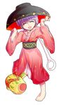  :d ^_^ alphes_(style) bad_id bad_pixiv_id barefoot bowl bowl_hat closed_eyes dairi full_body hat japanese_clothes kimono lavender_hair mallet miracle_mallet needle obi open_mouth oversized_object parody sash short_hair smile style_parody sukuna_shinmyoumaru touhou transparent_background wide_sleeves 
