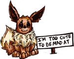  brown_fur eevee eeveelution feral fluffy fur iroxykun looking_up mammal nintendo plain_background pok&#233;mon pok&#233;shaming pok&eacute;mon pokemon_shaming pokeshaming smile text video_games white_background 