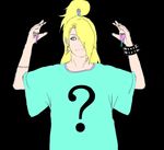  1boy ? akatsuki_(naruto) black_background blonde_hair blue_eyes clenched_teeth deidara hair_over_one_eye long_hair male male_focus mouths naruto naruto_shippuuden simple_background smile solo teeth tongue tongue_out zeezzzzy 