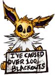  feral fluffy fur iroxykun jolteon looking_at_viewer mammal nintendo plain_background pok&#233;mon pok&#233;shaming pok&eacute;mon purple_eyes smile spikes text video_games white_background yellow_fur 