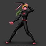  black_nose bodysuit dan_scarlet female fur green_eyes lagomorph lexi_bunny loonatics_unleashed mammal opened_mouth pink_fur plain_background rabbit skinsuit solo superhero superpowers 