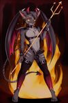  belt buckles bulge cat collar demon evil fancy-fancy feline fire flames girly glowing horn invalid_tag leather leggings legwear male mammal markings nude penis pink_nose pinup polearm pose rubber smirk solo spear straps stripes thigh_highs white-castle wings yellow_eyes 