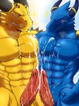  abs anthro big_penis blue_dragon blue_dragon_(character) blue_dragon_(series) blush claws cum cum_on_chest cum_on_penis cum_on_stomach cumshot dragon drooling erection eyes_closed fist gay genital_slit grin happy horn male manly messy muscles nude orgasm pecs penis rudolph rudolph_(blue_dragon) ryuukikeito saliva sharp_claws sharp_teeth slit smile spikes standing teeth vein veiny_penis yellow_dragon 