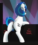  animal_genitalia anus blue_hair butt cutie_mark devo87 equine equine_pussy female feral friendship_is_magic fur hair horn mammal my_little_pony pussy solo two_tone_hair unicorn vinyl_scratch_(mlp) white_fur 