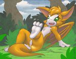  anus barefoot crombie dust:_an_elysian_tail female fidget foot_focus forest fur grass green_eyes happy hindpaw lying nimbat nude open_mouth orange_fur paws pussy raised_leg showing sitting soles solo teeth toes tongue tree video_games white_fur wings 