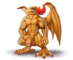  abs anthro balls barefoot biceps big_balls big_feet big_muscles breath_of_fire claws cum cum_on_floor cum_on_penis cum_string dragon dreiker garr happy holding_penis looking_at_viewer male manly muscles nude orange_dragon orgasm pecs penis penis_grab plain_background sharp_claws smile solo standing thick_penis toe_claws uncut vein veiny_penis video_games wings 