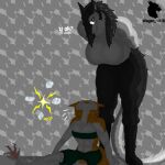 1:1 anthro clothing duo female fur hybrid johnn_lima messerschmeisser-gustav_(johnn_lima) military_uniform muscular orange_body sergal shadow simple_background sitting sther-sieg-lothus_(johnn_lima) uniform