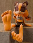 3:4 3d_(artwork) 5_toes absurd_res anthro badger barefoot clothing digital_media_(artwork) eyes_closed feet feetymcfoot female foot_focus hi_res humanoid_feet mammal mustelid musteline plantigrade sega sitting smile soles solo sonic_boom sonic_the_hedgehog_(series) sticks_the_jungle_badger toes