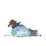  bad_id bad_twitter_id blue_hair chibi depressed hat kamishirasawa_keine long_hair lowres rebecca_(keinelove) touhou 