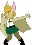 2018 4_fingers alpha_channel anthro bat bat_ears bat_wings big_ears biped black_belt black_boots black_clothing black_eyebrows black_eyelashes black_footwear blonde_hair boots bottomwear breasts button_(fastener) cheek_tuft chokovit_(artist) clothed clothed_anthro clothed_female clothing coat_of_arms colored digital_drawing_(artwork) digital_media_(artwork) dress_shirt eyebrow_through_hair eyebrows facial_tuft fangs female female_anthro fingers footwear front_view full-length_portrait fur fur_tuft furgonomic_topwear furgonomics gesture green_bottomwear green_clothing green_skirt hair hair_over_eye hi_res kerchief leaf-nosed_bat legwear looking_at_viewer madeline_bloodworth mammal membrane_(anatomy) membranous_wings microbat neckerchief necktie no_pupils one_eye_obstructed pantyhose pattern_necktie pigeon_toed pink_inner_ear pink_nose pleated_skirt portrait prick_ears red_eyes school_uniform shirt simple_background skirt sleeveless_shirt solo standing striped_necktie studded_belt tail tan_body tan_ears tan_fur tan_membrane tan_tuft teenager teeth topwear torn_clothing torn_legwear torn_pantyhose translucent translucent_hair transparent_background tuft uniform v_sign vampire_bat white_clothing white_dress_shirt white_shirt white_topwear wings yangochiropteran yellow_kerchief yellow_neckerchief yellow_sclera young