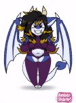 ambershark animated anthro belly belly_expansion big_belly blush clothed clothing dragon expansion female hair horn multicolored_hair pregnant rapid_pregnancy reptile scalie short_playtime solo swissy tagme tail two_tone_hair wings