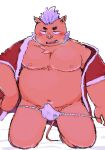 2023 anthro asian_clothing belly blush bodily_fluids bulge clothed clothing east_asian_clothing erection erection_under_clothing fundoshi genital_fluids genital_outline gouryou hi_res japanese_clothing kemono lifewonders male mammal moobs nipples overweight overweight_male penis_outline precum solo suid suina sus_(pig) tatsuki_himajin tokyo_afterschool_summoners underwear white_clothing white_fundoshi white_underwear wild_boar