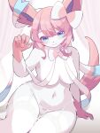 2023 5_fingers absurd_res anthro anthrofied biped blue_eyes blue_inner_ear blue_pupils blurred_background blush bow_(feature) bow_panties bow_underwear breasts canid cheek_tuft claws clothed clothing colored convenient_censorship curtains digital_media_(artwork) ear_bow eeveelution eyelashes facial_tuft female female_anthro finger_claws fingerpads fingers front_view fur garter_straps generation_6_pokemon gloves hair handwear hi_res humanoid_hands kemono lace lace_panties lingerie looking_at_viewer mammal manmaru_mao medium_breasts monotone_hair monotone_tail multicolored_body multicolored_ears multicolored_fur navel neck_bow nintendo panties pawpads pink_body pink_ears pink_fur pink_hair pink_pawpads pink_tail pinup pokemon pokemon_(species) pokemorph portrait pose pupils ribbons shaded sitting small_claws smile solo sylveon tail thigh_gap three-quarter_portrait topless topless_anthro topless_female tuft two_tone_body two_tone_ears two_tone_fur underwear underwear_only white_body white_claws white_clothing white_fur white_panties white_underwear wide_hips