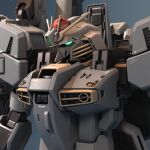  3d absurdres aqua_eyes blender_(medium) concept_art english_commentary glowing gundam gundam_sentinel highres incom_(gundam) machinery mecha mjeff mobile_suit no_humans realistic robot s_gundam science_fiction upper_body 