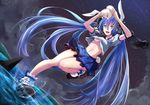  aqua_eyes blue_hair breasts bunny hatsune_miku long_hair night open_mouth realdragon shark_fin sky small_breasts socks solo star_(sky) starry_sky storm twintails underboob very_long_hair vocaloid water 