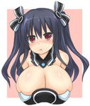  1girl black_hair blush breasts choujigen_game_neptune choujigen_game_neptune_mk2 hair_ornament huge_breasts kosen_dream long_hair neptune_(series) payot red_eyes sidelocks solo uni_(choujigen_game_neptune) 