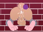 2023 3_toes after_sex alex_nightrose anthro backsack balls big_balls bodily_fluids brick_wall brown_body brown_fur butt cum cum_from_ass cum_in_ass cum_inside cum_on_balls cum_on_butt feet flower_accessory fur generation_4_pokemon genital_fluids genitals intersex_(lore) lopunny male nintendo perineum pink_body pink_fur pokemon pokemon_(species) public_use scut_tail shiny_pokemon short_tail solo tail thanu through_wall toes wall_(structure)