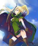  alleria_swiftwind arrow blonde_hair blue_eyes bow_(weapon) elf holding kingdom_rush long_hair panties petals pointy_ears ponytail solo underwear usatsuka_eiji weapon 