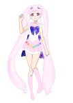  absurdres bishoujo_senshi_sailor_moon cosmic_bow cosmic_eyes highres kanori_fiction_(madokasakurai) long_hair madokasakurai original pink_footwear pink_hair pink_sailor_collar pink_skirt purple_eyes sailor_collar skirt star_(symbol) twintails 