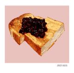  border bread bread_slice dated food food_focus jam matsuyama_kojika no_humans original still_life toast white_border 