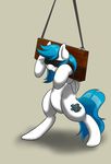  blindfold blue_hair bondage bound cutie_mark dungeon equine female feral hair icariusunlimited mammal my_little_pony open_mouth pegasus solo spark_(oc) stocks wings 