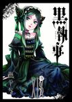  black_hair bow gothic_lolita green_eyes hair_bow highres kuroshitsuji lolita_fashion official_art sieglinde_sullivan solo 
