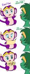  duo english_text female headband mammal monkey pencil primate red_eyes rottytops shantae shantae_(series) text undead unknown_artist zombie 