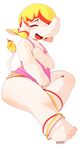  animal_crossing anklet anthro blonde_hair breasts butt chubby clothed clothing elephant female hair happy mammal margie nintendo open_mouth plain_background purochen sitting solo tears teeth underwear video_games white_background 