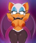 anthro areola bat breasts clothed clothing clothing_lift eyeshadow female hi_res isaac_pony makeup mammal nipples rouge_the_bat sega shirt shirt_lift signature simple_background smile solo sonic_the_hedgehog_(series) topwear wings
