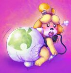 animal_crossing anthro befuddledbunny big_diaper blush canid canine canis clothing diaper domestic_dog female hi_res isabelle_(animal_crossing) mammal nintendo open_mouth sex_toy shih_tzu solo toy_dog underwear vibrator vibrator_on_diaper wand_vibrator