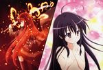  black_hair brown_eyes coat convenient_arm highres long_hair nomura_fusako nude official_art red_hair shakugan_no_shana shana sword weapon 