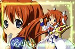  467_(artist) bad_id bad_pixiv_id cosplay k-on! lyrical_nanoha magical_girl mahou_shoujo_lyrical_nanoha_strikers parody purple_eyes raising_heart red_hair takamachi_nanoha takamachi_nanoha_(cosplay) twintails 