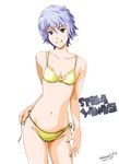  bikini blue_eyes blue_hair original shiika_sadamasa side-tie_bikini smile solo swimsuit teeth 