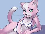  animal_ears bikini breasts cat cat_ears cat_tail cleavage eyeshadow fangs feline female furry green_eyes katt_monroe lingerie lips lipstick looking_at_viewer lying makeup nintendo pey side-tie_bikini slit_pupils star_fox starfox swimsuit tail underwear wallpaper 