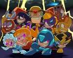  6+boys bombman chibi cutman elecman everyone evil fireman grin gutsman iceman kin_niku multiple_boys oilman pinky_out purple_eyes rockman rockman? rockman_(character) rockman_(classic) roll smile timeman 