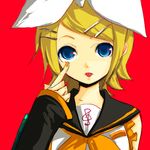  bad_id bad_pixiv_id blonde_hair blue_eyes hair_ornament hair_ribbon hairclip kagamine_rin nntn ribbon short_hair solo tongue vocaloid 