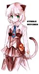  animal_ears bad_id bad_pixiv_id black_legwear cat_ears cat_tail green_eyes kidanieru military military_uniform necktie pantyhose sanya_v_litvyak short_hair silver_hair solo strike_witches tail traditional_media uniform world_witches_series 