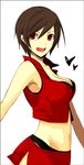  bad_id bad_pixiv_id breasts brown_hair cleavage large_breasts meiko midriff navel nntn panties red_eyes short_hair simple_background skirt solo underwear vocaloid 