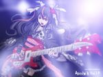  bass_guitar black_hair chain collar cross duplicate earrings garter_belt guitar highlights iga_tomoteru instrument japanese_clothes jewelry kimono kimono_skirt lolita_fashion long_hair multicolored_hair original red_eyes rickenbacker solo thighhighs twintails two-tone_hair wa_lolita wallpaper 