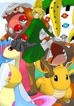  blonde_hair cresselia dragonite gen_1_pokemon gen_3_pokemon gen_4_pokemon heatran kurotsugu_(pokemon) milotic poke_ball pokemon pokemon_(creature) regigigas rhyperior yellow_eyes 