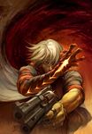  blue_eyes blue_rose_(gun) devil_bringer devil_may_cry devil_may_cry_4 gun handgun jo_chen left-handed male_focus nero_(devil_may_cry) revolver silver_hair solo weapon 