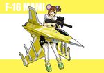  ace_combat aircraft airplane animal_ears bullpup cosmic_&amp;_funny_(idolmaster) f-16_fighting_falcon futami_mami ganzyu_i gun idolmaster idolmaster_(classic) mecha_musume missile mouse_ears p90 scope smile solo submachine_gun suppressor thighhighs weapon 