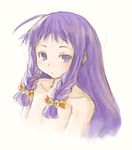 :&lt; ahoge ayase_yue bad_id bad_pixiv_id blush braid kasuga_yukihito long_hair mahou_sensei_negima! nude purple_eyes purple_hair solo twin_braids upper_body 