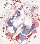  barefoot book dress kagerou_project kozakura_marry long_hair nine_(liuyuhao1992) petals red_eyes silver_hair solo very_long_hair 
