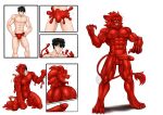 abs alabuster anthro clothed clothing colored comic erection felid genitals glistening glistening_body goo_creature goo_transformation growth human humanoid_genitalia humanoid_penis lion male mammal muscular muscular_anthro muscular_male nude pantherine partially_clothed penis red_body simple_background solo species_transformation tail tail_growth transformation transformation_sequence underwear