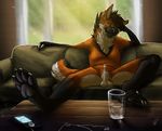  balls big_ears canine claws digitigrade fur hair hindpaw inside inviting looking_at_viewer male mammal mane maned_wolf nude orange_fur pawpads paws penis sheath shooks sitting smile sofa solo spread_legs spreading twistedhound 